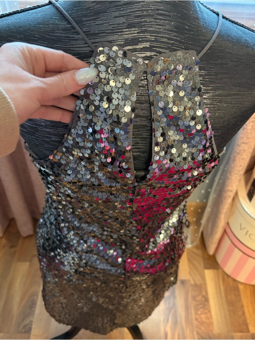 Express Black Sequin Party Dress - Picture 4 of 6